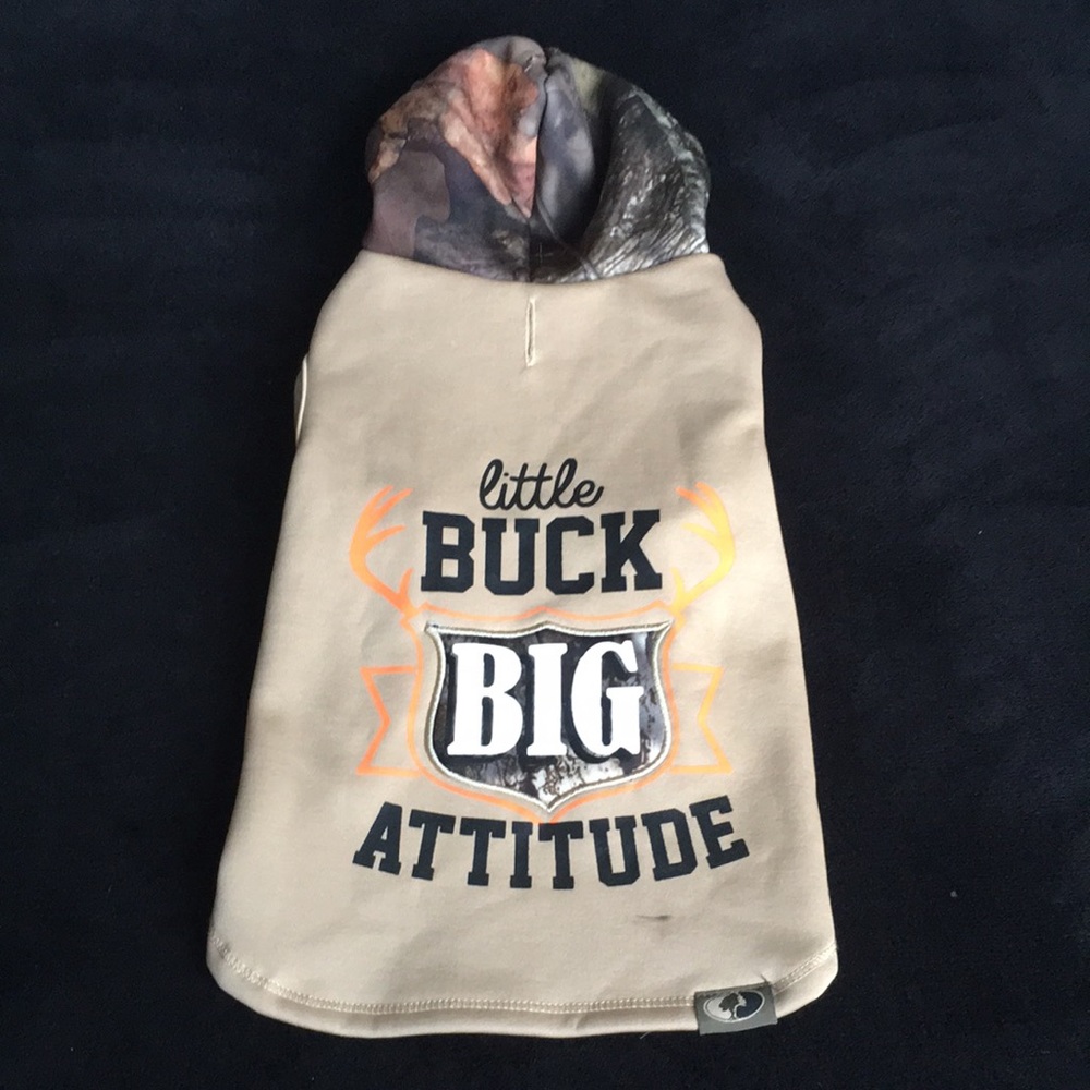Mossy Oak Tan & Camo "Little Buck Big Attitude" Dog Hoodie